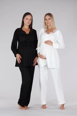 Bone Club Dantelli Yaka Lohusa Hamile Pijama Takımı Bone 5327