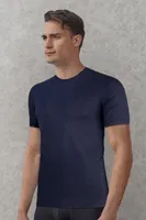 Doreanse Erkek Basic Bisiklet Yaka T-Shirt 2566 Lacivert farklı açı