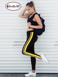 DOREMI Active Sportive Sarı Çift Çizgili DoReMi Tayt