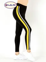 Active Sportive Sarı Çift Çizgili DoReMi Tayt Siyah farklı açı