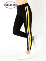 Active Sportive Sarı Çift Çizgili DoReMi Tayt Siyah görsel 4