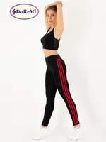 DoReMi Active Sportive Üç Çizgili Tayt Siyah
