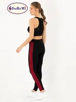DoReMi Active Sportive Üç Çizgili Tayt Siyah görsel 5