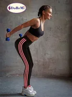 DoReMi Şeritli Active Sportive Siyah Tayt Siyah