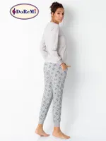 Cepli Uzun Kollu Baskılı Kadın Pijama Takımı Vizon görsel 6