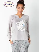 Cepli Uzun Kollu Baskılı Kadın Pijama Takımı Vizon görsel 9
