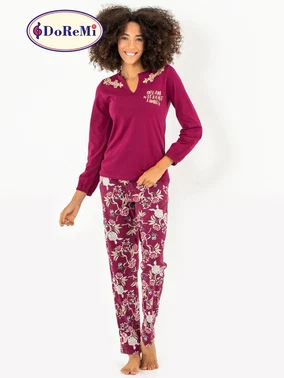 DOREMI DoReMi Çiçek Desenli Bayan Pijama Takımı - Alternatif Görünüm
