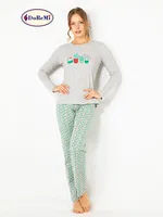 DoReMi Kaktüs Baskılı Bayan Pijama Takımı Gri Melanj farklı açı