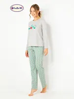 DoReMi Kaktüs Baskılı Bayan Pijama Takımı Gri Melanj görsel 6