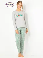 DoReMi Kaktüs Baskılı Bayan Pijama Takımı Gri Melanj görsel 7