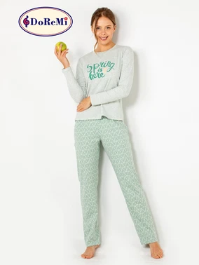 DOREMI DoReMi Uzun Kollu Baskılı Bayan Pijama Takımı