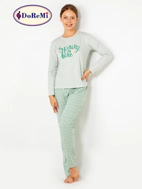 DOREMI DoReMi Uzun Kollu Baskılı Bayan Pijama Takımı - Alternatif Görünüm
