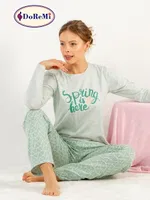 DoReMi Uzun Kollu Baskılı Bayan Pijama Takımı görsel 7