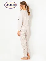 DoReMi Baskılı Bayan Pijama Takımı Bej görsel 6