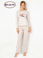 DoReMi Baskılı Bayan Pijama Takımı Bej görsel 10