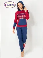 DoReMi Kapşonlu Bayan Pijama Takımı Bordo