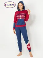 DoReMi Kapşonlu Bayan Pijama Takımı Bordo farklı açı