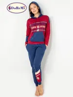 DoReMi Kapşonlu Bayan Pijama Takımı Bordo görsel 4