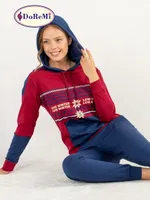 DoReMi Kapşonlu Bayan Pijama Takımı Bordo görsel 8