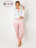 DoReMi Kanguru Cepli Bayan Pijama Takımı Ekru