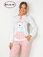 DoReMi Kanguru Cepli Bayan Pijama Takımı Ekru görsel 8