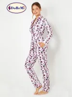 DoReMi Önden düğmeli Bayan Pijama Takımı Desenli farklı açı