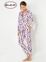 DoReMi Önden düğmeli Bayan Pijama Takımı Desenli görsel 6