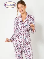 DoReMi Önden düğmeli Bayan Pijama Takımı Desenli görsel 7