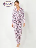 DoReMi Önden düğmeli Bayan Pijama Takımı Desenli görsel 8