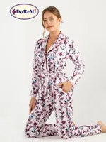DoReMi Önden düğmeli Bayan Pijama Takımı Desenli görsel 9