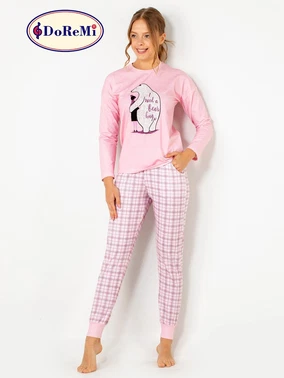 DOREMI DoReMi Baskılı Ekoseli Bayan Pijama Takımı