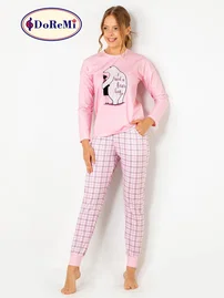DOREMI DoReMi Baskılı Ekoseli Bayan Pijama Takımı