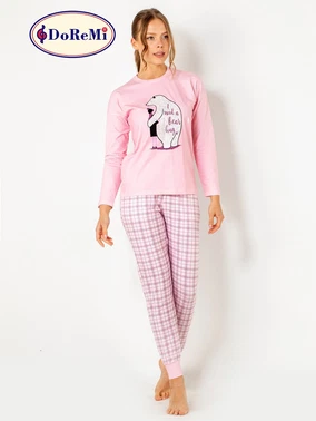 DOREMI DoReMi Baskılı Ekoseli Bayan Pijama Takımı - Alternatif Görünüm