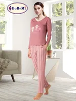 DoReMi Çizgili Bayan Pijama Takımı Kiremit