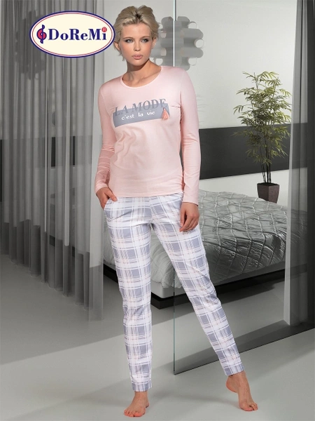 Cepli Ekoseli Kadın Pijama Takımı