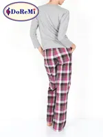 Baskılı Doremi Kadın Uzun Kollu Pijama Takımı Gri Melanj görsel 8