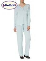 Doremi V Yaka Kadın Pijama Takımı Mavi detay görünüm