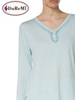 Doremi V Yaka Kadın Pijama Takımı Mavi görsel 5