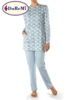 Cepli Uzun DoReMi Kadın Pijama Takımı Bulut Mavisi detay görünüm