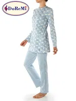 Cepli Uzun DoReMi Kadın Pijama Takımı Bulut Mavisi farklı açı