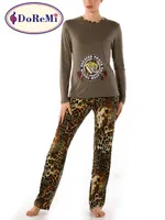 DoRemi Leopar Desenli Kışlık Pijama Takımı Haki detay görünüm