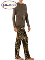 DoRemi Leopar Desenli Kışlık Pijama Takımı Haki farklı açı
