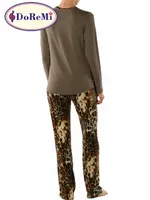 DoRemi Leopar Desenli Kışlık Pijama Takımı Haki görsel 4