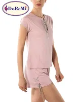 DoReMi Kadın Viskon Şort Pijama Takımı Gül Kurusu görsel 6