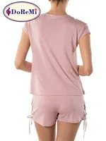 DoReMi Kadın Viskon Şort Pijama Takımı Gül Kurusu görsel 7