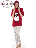 Kuzu Baskılı Bordo DoReMi Kadın Pijama Takımı Bordo detay görünüm