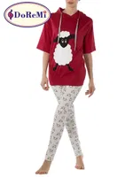 Kuzu Baskılı Bordo DoReMi Kadın Pijama Takımı Bordo farklı açı
