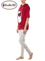 Kuzu Baskılı Bordo DoReMi Kadın Pijama Takımı Bordo görsel 4