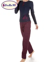 Yuvarlak Yaka Patlı DoReMi Pijama Takımı Lacivert görsel 6