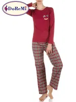 DoReMi Bordo Kışlık Ekose Pijama Takımı Bordo detay görünüm